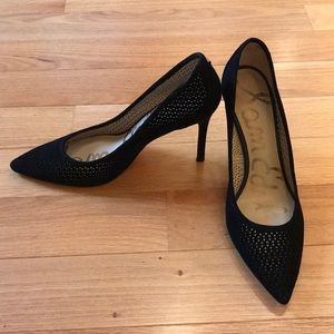 Sam Edelman Black Perforated Suede Heels